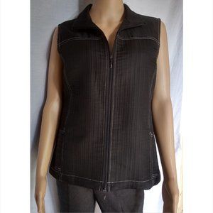 Chicos Vest Sz 1 Black, Double Zipper Light Weight